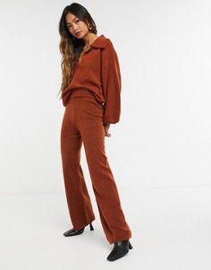 Трикотажные широкие брюки красно-коричневого цвета ASOS DESIGN (от комплекта)-Зеленый цвет