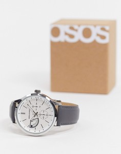 Классические часы серебристого цвета с серым ремешком ASOS DESIGN-Серебристый