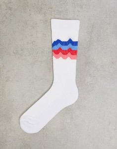 Носки средней длины с рисунком в виде подтекшей краски ASOS DESIGN-Белый