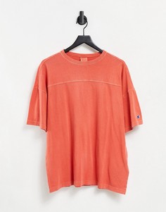 Свитшот оранжевого цвета с эффектом кислотной стирки Champion Reverse Weave-Оранжевый цвет