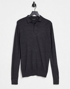 Лонгслив с трикотажным воротником шиферно-серого цвета Brave Soul-Серый