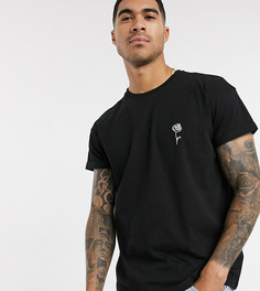 Черная футболка с вышитой розой New Look-Черный