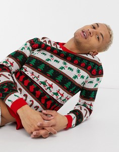 Новогодний вязаный джемпер с узором Фэйр-Айл ASOS DESIGN-Красный