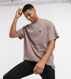 Темно-коричневая футболка с надписью "reunite" New Look-Коричневый