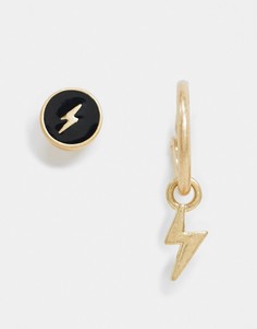 Золотистые серьги с дизайном «молния» Icon Brand-Золотистый