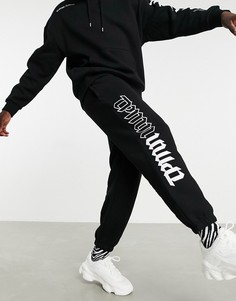 Черные джоггеры с принтом по бокам Topman эксклюзивно для ASOS-Черный