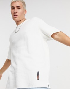 Белая свободная футболка с необработанными краями Bershka-Белый
