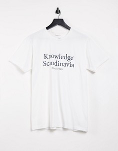 Белая футболка из органического хлопка с логотипом Knowledge Cotton Apparel-Белый