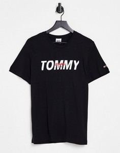 Черная футболка с многослойным логотипом Tommy Jeans-Черный цвет