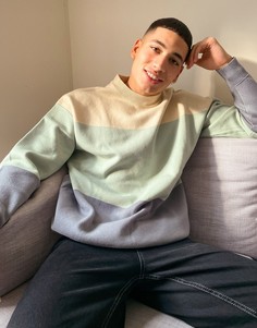 Oversized-джемпер в стиле колор блок Bershka-Бежевый