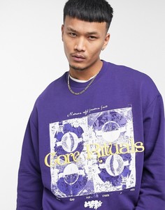 Oversized-свитшот с вышивкой спереди ASOS DESIGN (от комплекта)-Темно-синий
