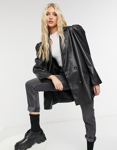 Черная куртка из искусственной кожи с акцентными рукавами ASOS DESIGN-Черный цвет