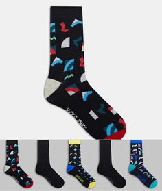 Набор из 5 пар носков темных цветов с узорами в стиле ретро Jack & Jones-Черный цвет