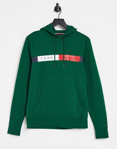 Зеленый худи с логотипом на груди Tommy Hilfiger-Зеленый цвет