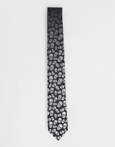 Черный галстук с выцветающим принтом черепов Twisted Tailor-Черный цвет