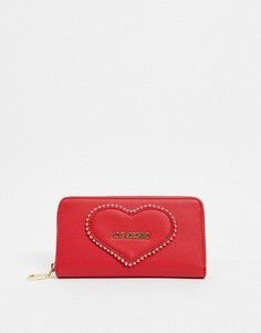 Красный кошелек с вышивкой в форме сердца Love Moschino