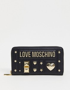 Черный кошелек с заклепками Love Moschino Love And More-Черный цвет