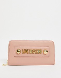 Большой светло-розовый кошелек с заклепками Love Moschino-Розовый цвет