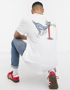 Футболка с принтом «Удивленный Том» на спине Tom & Jerry-Белый Poetic Brands