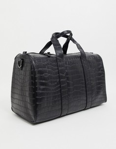 Черная спортивная сумка с эффектом крокодиловой кожи Smith & Canova-Черный цвет