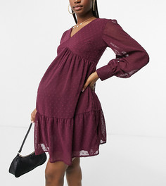 Бордовое платье мини с присборенной юбкой Violet Romance Maternity-Красный