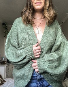 Oversized кардиган цвета хаки ASOS DESIGN-Зеленый