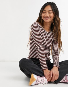Топ с круглым вырезом в коричневую полоску Monki-Многоцветный