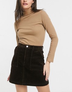 Коричневая юбка А-силуэта Monki-Коричневый цвет