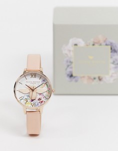 Очаровательные часы с рисунком сада на циферблате Olivia Burton-Розовый цвет