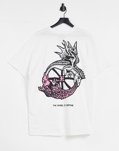 Футболка в стиле oversized с принтом в виде колеса фортуны на спине HNR LDN-Белый Honour