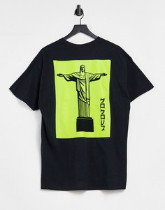 Футболка в стиле oversized с принтом статуи на спине HNR LDN-Черный цвет Honour