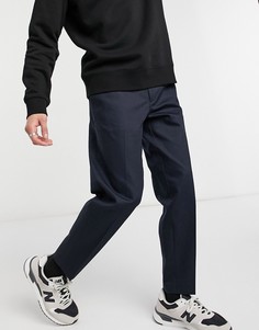 Темно-синие суженные книзу брюки с эластичным поясом Burton Menswear-Темно-синий