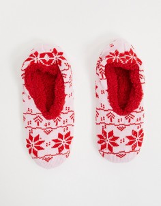 Красные носки-слиперы с принтом в виде снежинок Brave Soul-Многоцветный