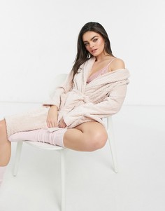 Розовый мягкий халат Vero Moda-Розовый цвет
