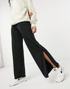 Черные широкие брюки с разрезами по нижнему краю New Look-Черный цвет
