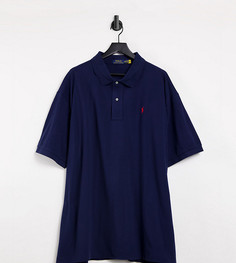 Поло темно-синего цвета из пике с логотипом Polo Ralph Lauren - Big & Tall-Темно-синий