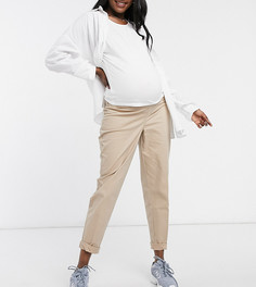 Светло-бежевые брюки чиносы с посадкой под животом ASOS DESIGN Maternity-Светло-бежевый