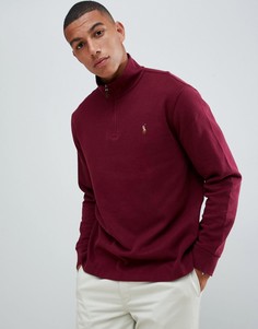 Бордовый хлопковый трикотажный джемпер с логотипом Polo Ralph Lauren-Красный