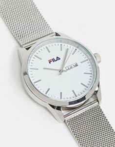 Серебристые часы с белым циферблатом Fila-Черный
