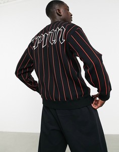 Черный oversized-свитшот в полоску Topman