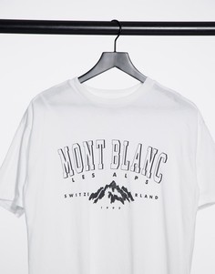 Белая oversized-футболка с винтажным принтом с горами ASOS DESIGN-Белый