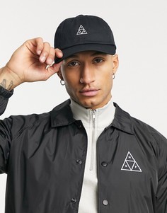 Черная 6-панельная кепка с логотипом-треугольниками HUF Essentials-Черный цвет