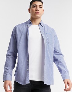 Рубашка в клетку с длинными рукавами Ben Sherman-Голубой