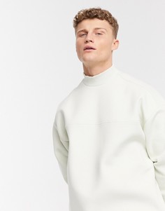 Кремовый oversized-свитшот из неопрена с высоким воротником ASOS DESIGN-Серый