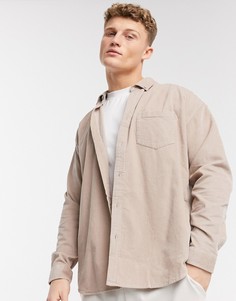 Светло-бежевая вельветовая рубашка в рубчик в стиле oversized New Look-Светло-бежевый