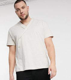 Бежевая свободная футболка с запахом ASOS DESIGN Plus-Бежевый