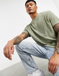 Махровая футболка свободного кроя цвета хаки от комплекта ASOS DESIGN-Зеленый цвет