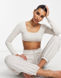 Светло-бежевый oversized-лонгслив для дома от комбинируемого комплекта ASOS DESIGN