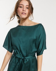 Зеленая блузка с расклешенными рукавами и поясом Lipsy-Зеленый