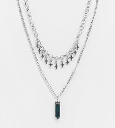 Ожерелье в несколько рядов с полудрагоценными камнями Reclaimed Vintage Inspired-Серебристый